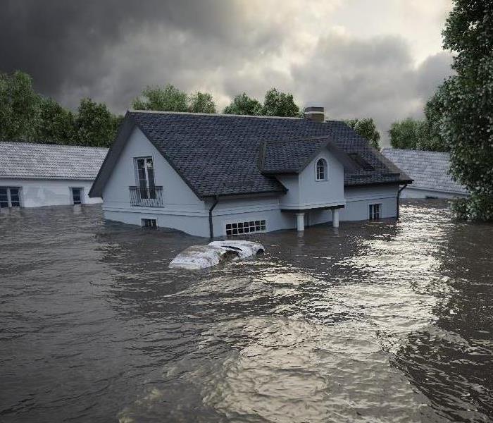 House submerged by flood water