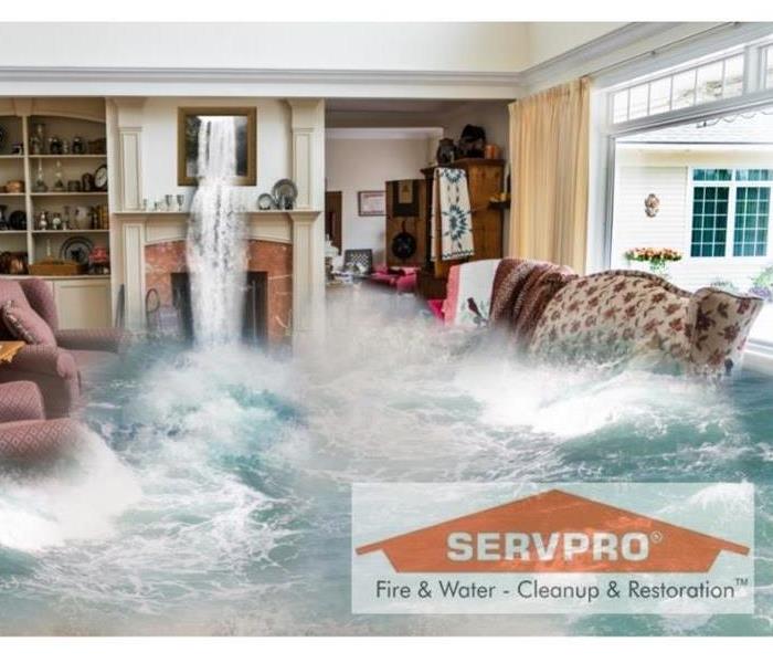 house flooded ruined contents with servpro logo